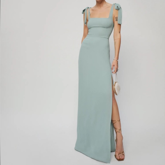 Reformation Dresses & Skirts - Reformation Westerly Tie Strap Dress in Celadon NWT